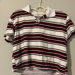 Cropped stipe polo
